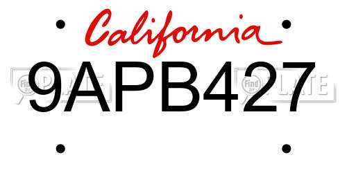 9APB427 California License Plate