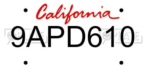 9APD610 California License Plate