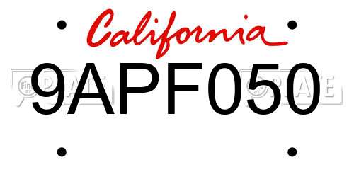 9APF050 California License Plate