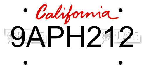 9APH212 California License Plate