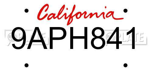 9APH841 California License Plate
