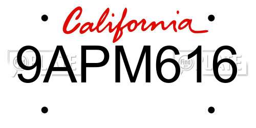 9APM616 California License Plate