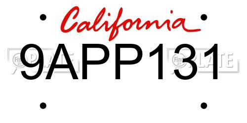9APP131 California License Plate