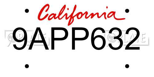 9APP632 California License Plate