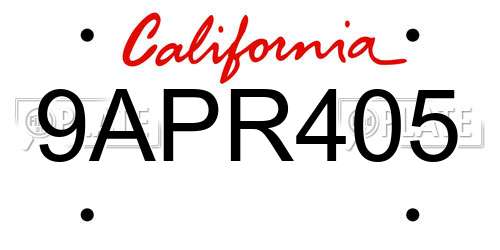 9APR405 California License Plate