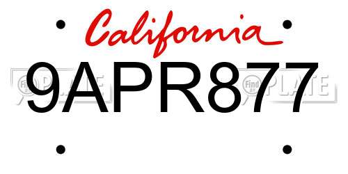 9APR877 California License Plate