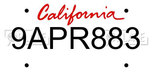 9APR883 California License Plate