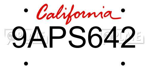9APS642 California License Plate