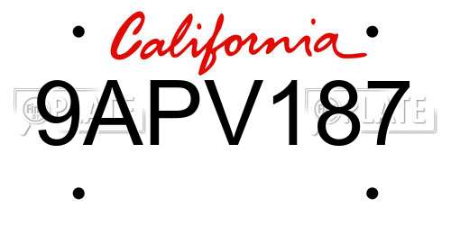 9APV187 California License Plate