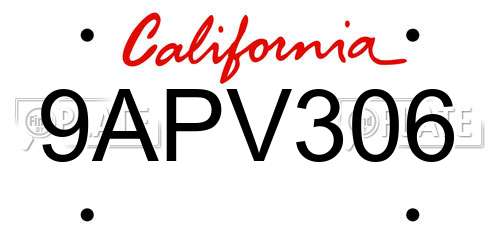 9APV306 California License Plate
