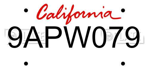 9APW079 California License Plate