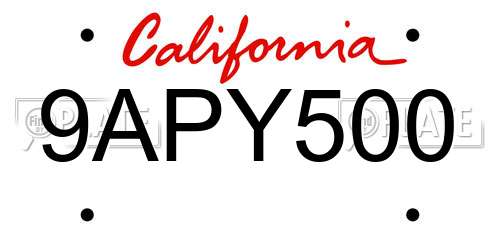 9APY500 California License Plate