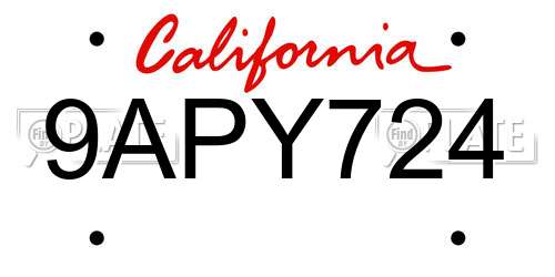 9APY724 California License Plate