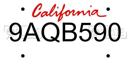 9AQB590 California License Plate