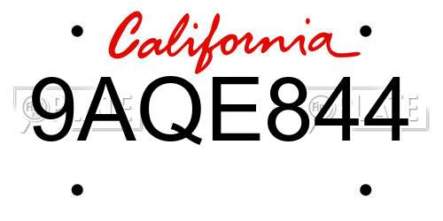 9AQE844 California License Plate