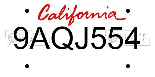 9AQJ554 California License Plate