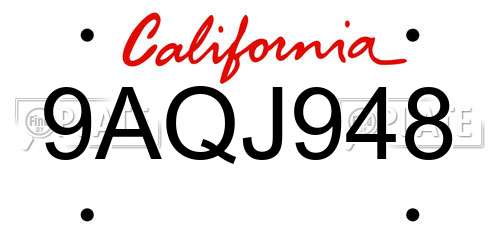 9AQJ948 California License Plate