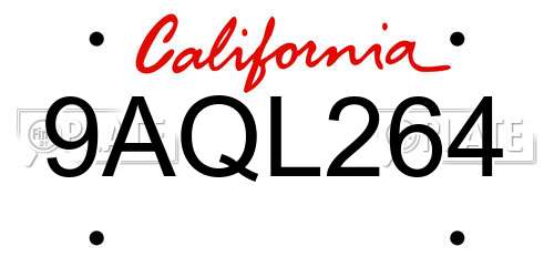 9AQL264 California License Plate