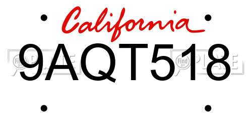 9AQT518 California License Plate