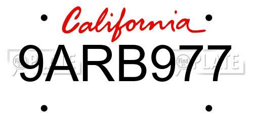 9ARB977 California License Plate