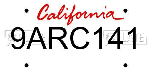 9ARC141 California License Plate