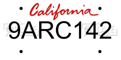 9ARC142 California License Plate