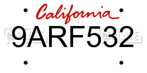 9ARF532 California License Plate
