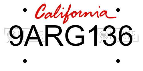 9ARG136 California License Plate