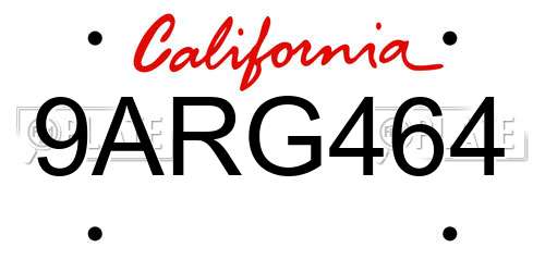 9ARG464 California License Plate