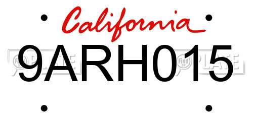 9ARH015 California License Plate
