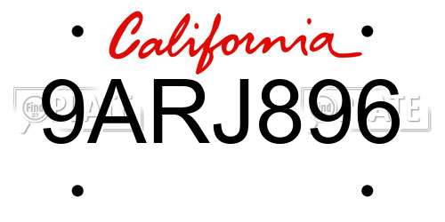 9ARJ896 California License Plate
