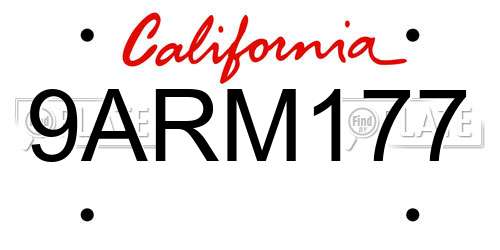 9ARM177 California License Plate