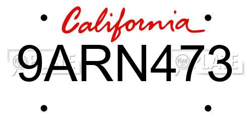 9ARN473 California License Plate