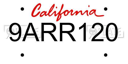 9ARR120 California License Plate