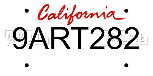 9ART282 California License Plate