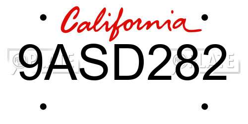 9ASD282 California License Plate