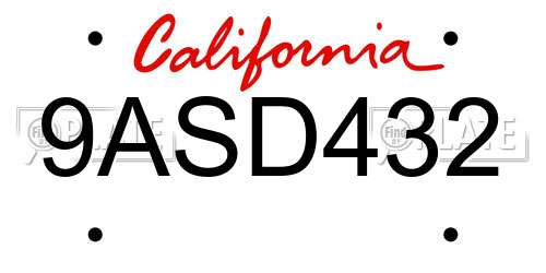 9ASD432 California License Plate