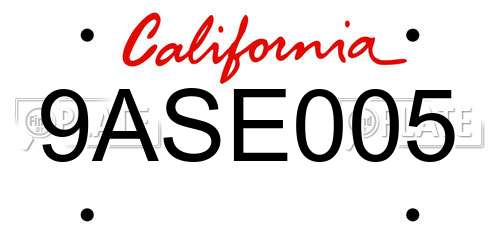 9ASE005 California License Plate