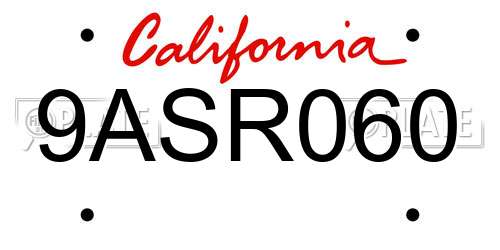 9ASR060 California License Plate