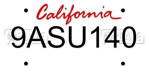 9ASU140 California License Plate