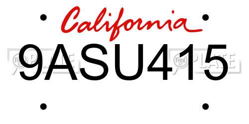 9ASU415 California License Plate