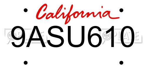 9ASU610 California License Plate