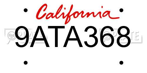 9ATA368 California License Plate