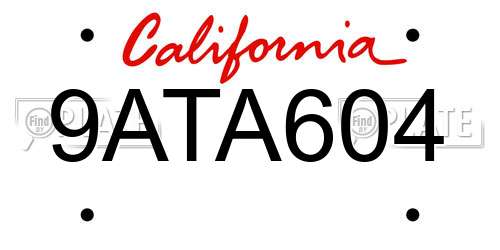 9ATA604 California License Plate