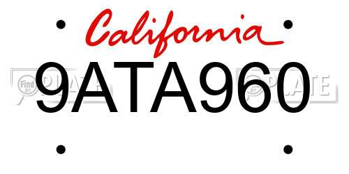 9ATA960 California License Plate
