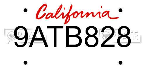 9ATB828 California License Plate