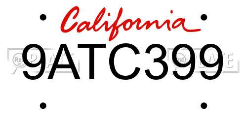 9ATC399 California License Plate