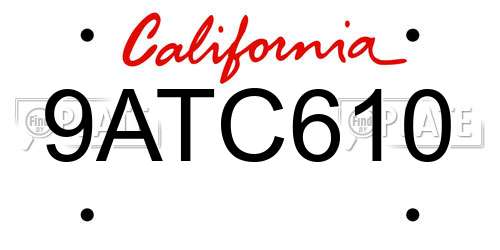 9ATC610 California License Plate