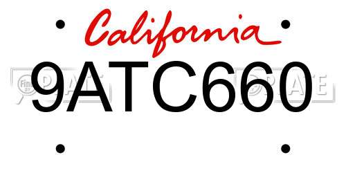 9ATC660 California License Plate