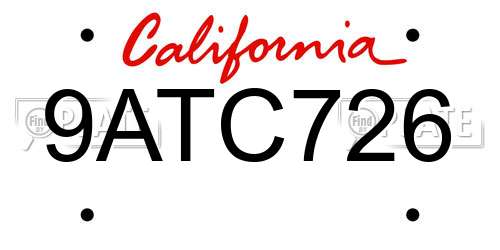 9ATC726 California License Plate